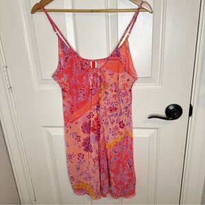 Y2K Josie By Natori Multicolor Pink Purple Red Floral Slip Dress Sz L Boho Artsy